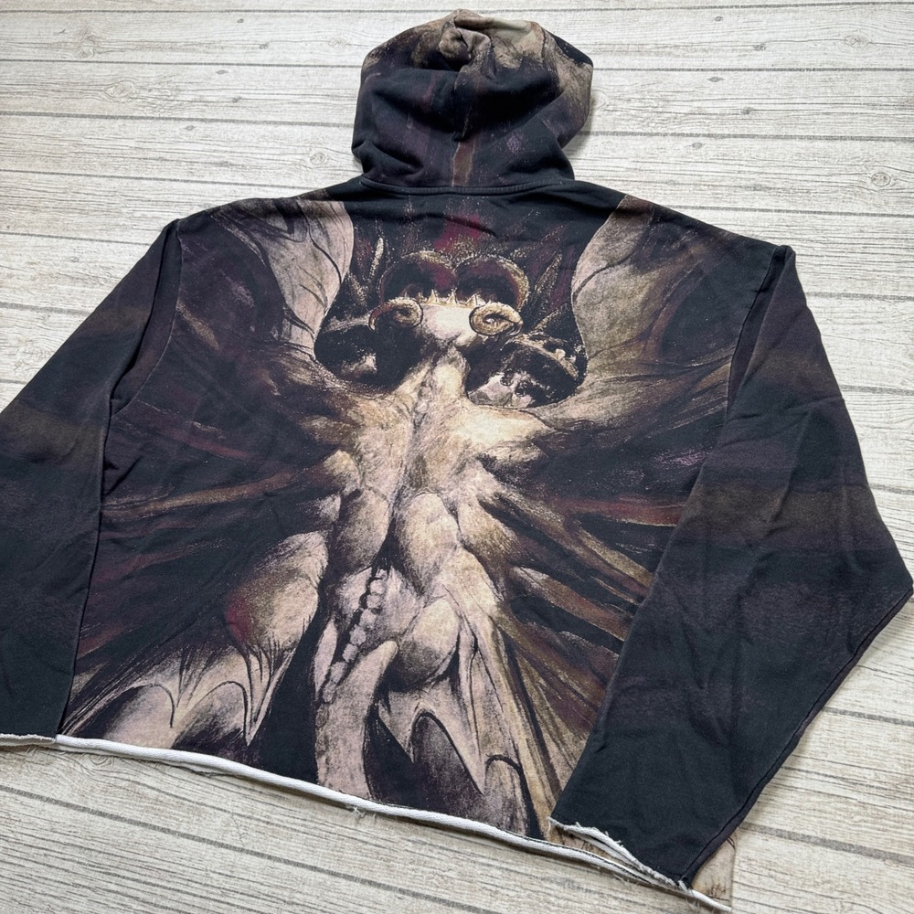 Original Sin Hoodie Mens S All Over Print William Blake Red Dragon Art Cropped